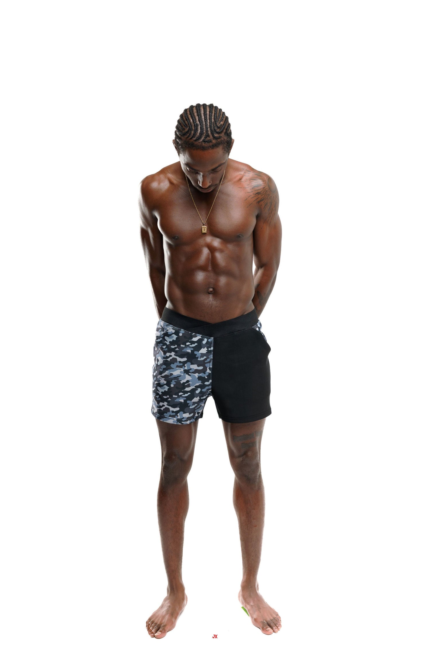 The Perfect 10 Trunk - 4" inseam in grey camo combo