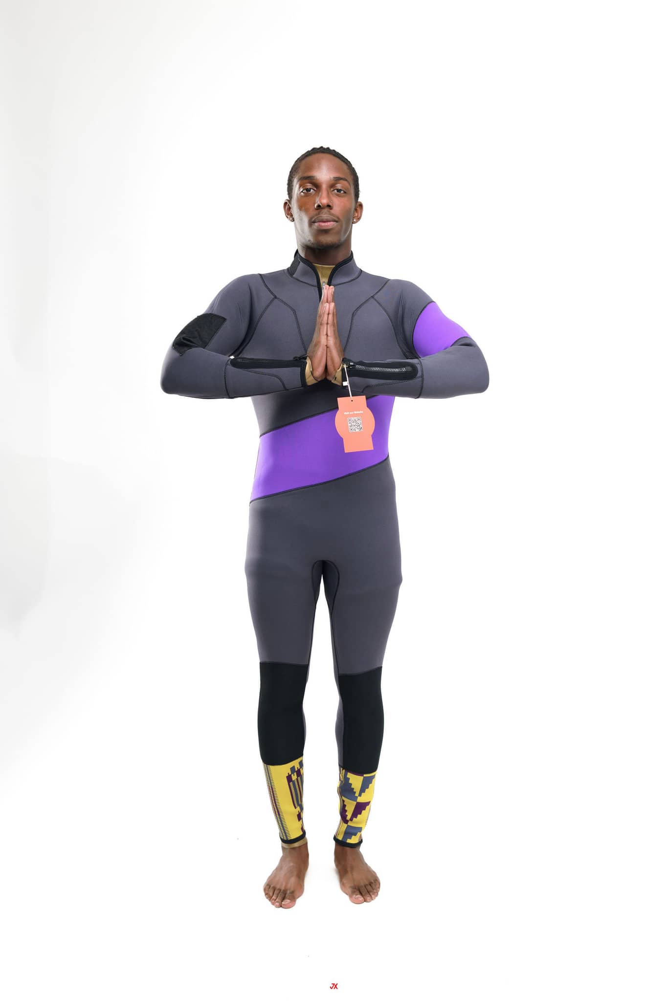 G180 Swim Gray and Purple Best all-season wetsuit for athletes with full coverage for water sports