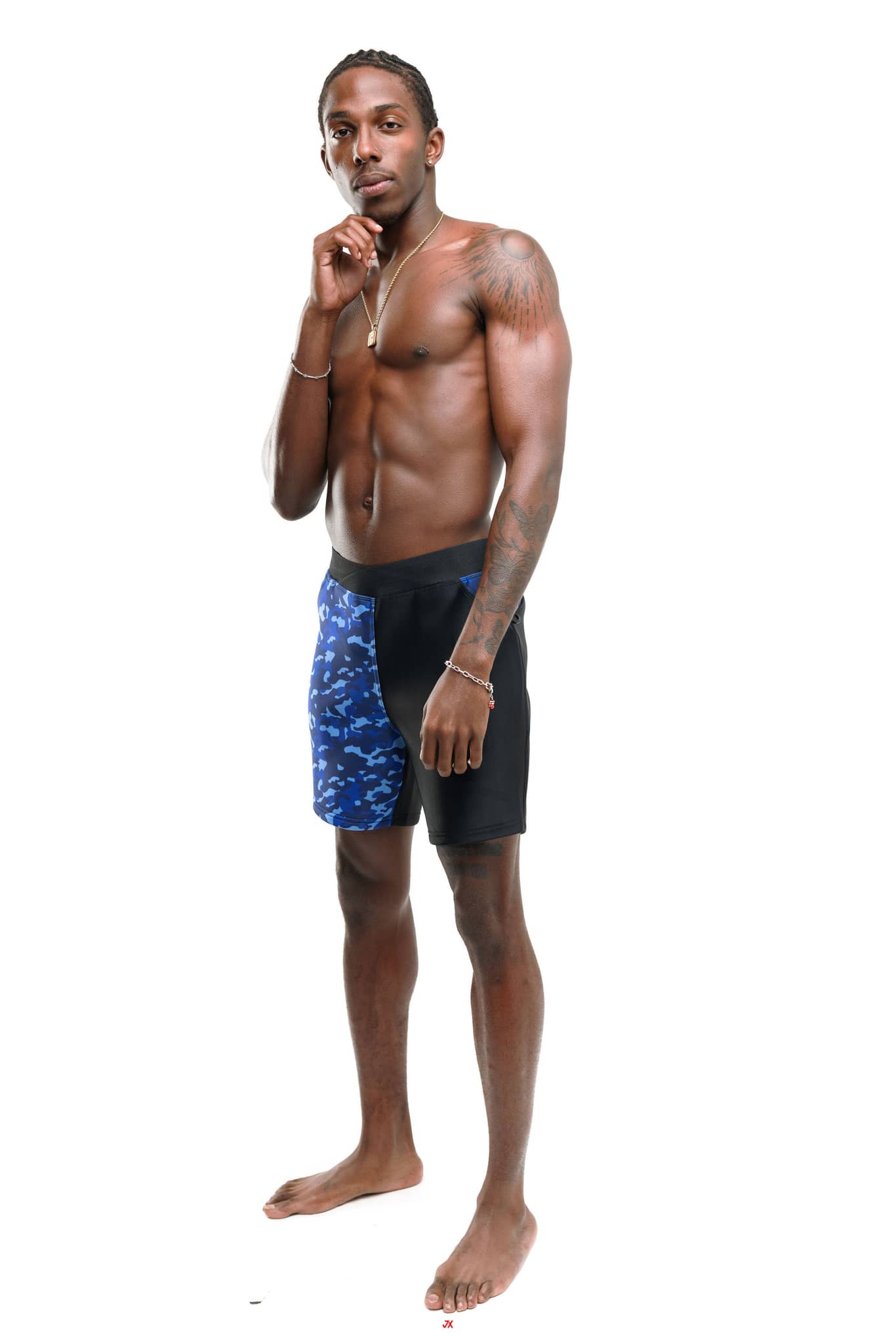 G180 Swim modern fit men's swim shorts 6in in blue and black, perfect for summer beach outings